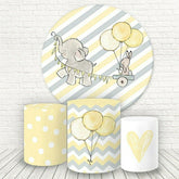 Gelb Und Grau Elefant Runden Baby Dusche Hintergrund Bausatz